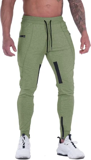 FIRSTGYM Mens Joggers Sweatpants Slim Fit Workout Training Thigh Mesh Gym Jogger Pants with Zipper Pockets