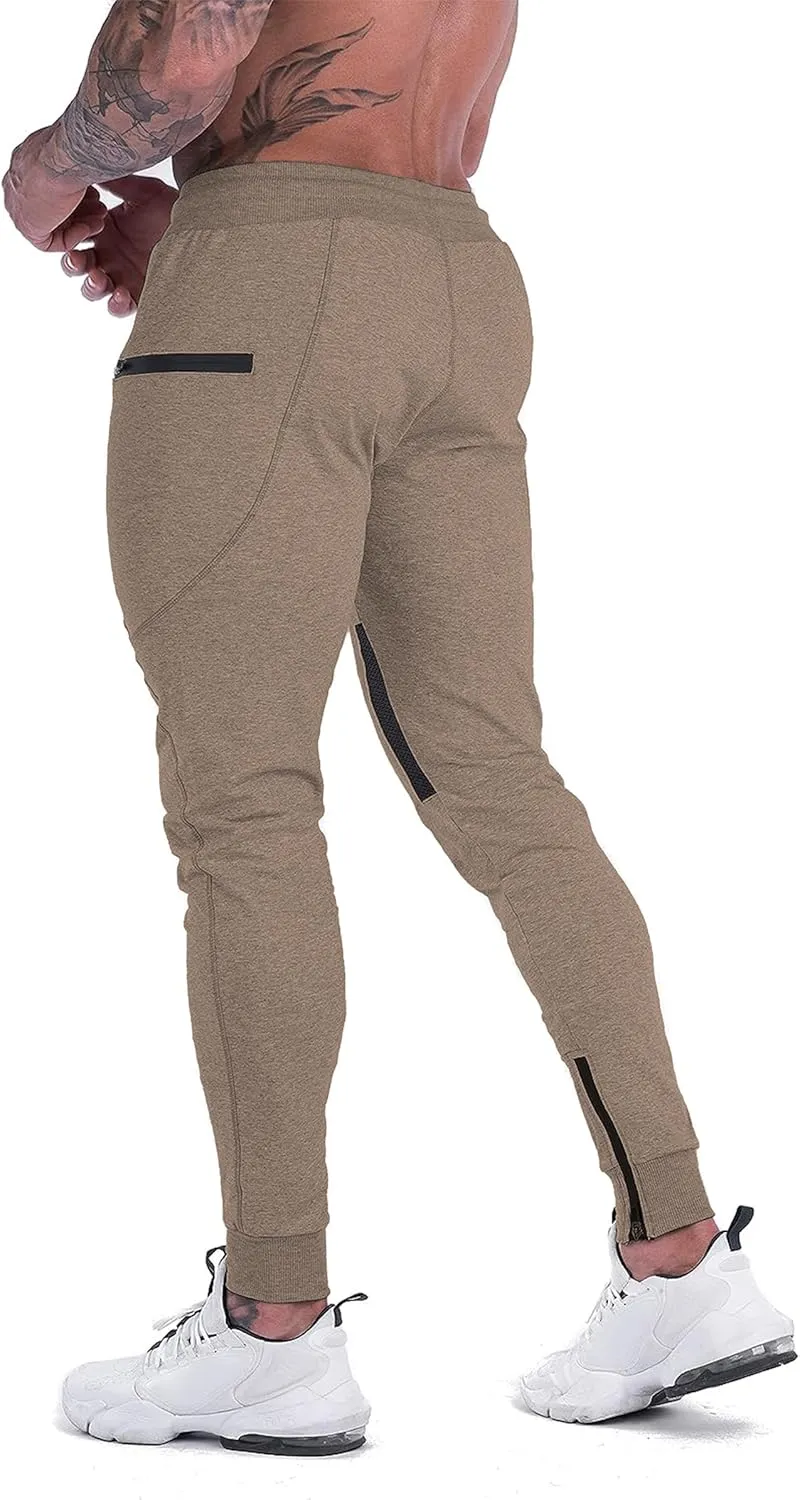 FIRSTGYM Mens Joggers Sweatpants Slim Fit Workout Training Thigh Mesh Gym Jogger Pants with Zipper Pockets