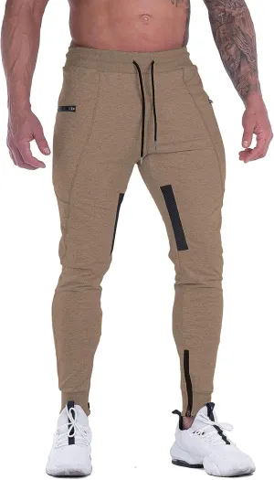 FIRSTGYM Mens Joggers Sweatpants Slim Fit Workout Training Thigh Mesh Gym Jogger Pants with Zipper Pockets