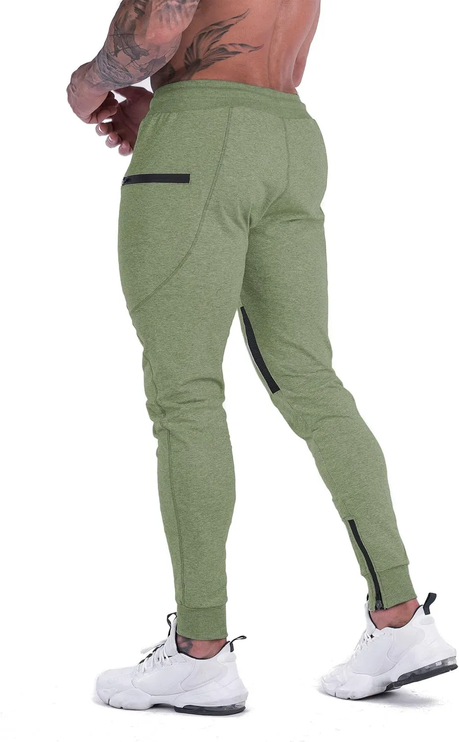 FIRSTGYM Mens Joggers Sweatpants Slim Fit Workout Training Thigh Mesh Gym Jogger Pants with Zipper Pockets