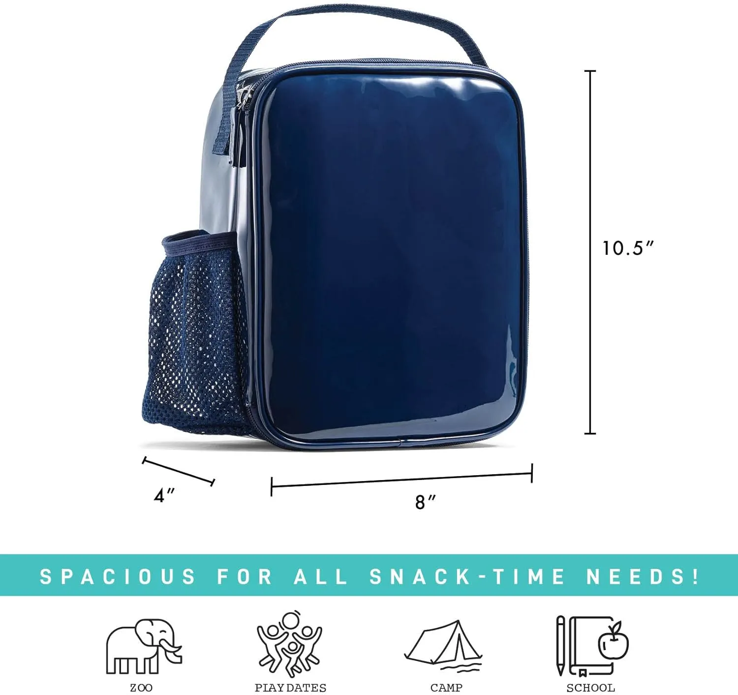 Fit   Fresh DIY Sticker Insulated Lunch Bag, Trendy Kids Lunch Box, Soft Lunch Cooler Bag, Perfect for School, Picnics, Trips & More, Navy