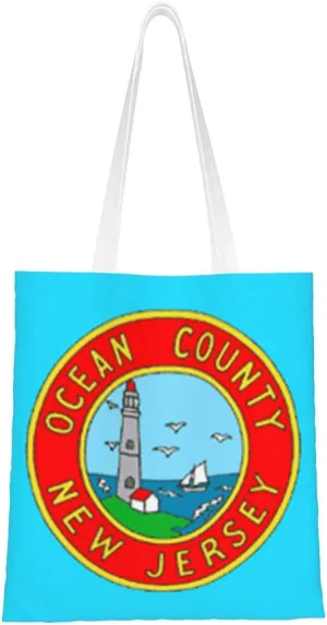 Flag Of Ocean County, New Jersey Tote Bag for Women Canvas Shopping Bags Reusable Beach Bag Grocery Bags Tote Shoulder Bag Gift Bags