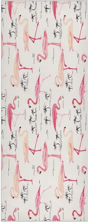 Flamingo Bird Retro Yoga Towel,Hot Yoga Mat Towel with Grip Dots Sweat Absorbent Non-Slip for Hot Yoga, 24" x72",Soft Yoga Blankets with Travel Bag,Pilates and Workout