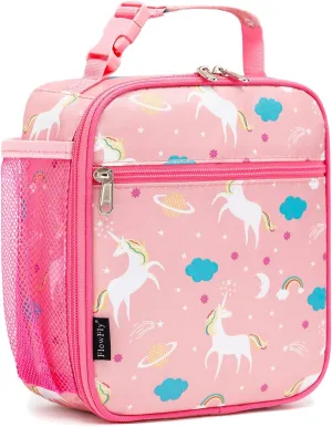 FlowFly Kids Lunch box Insulated Soft Bag Mini Cooler Back to School Thermal Meal Tote Kit for Girls, Boys, Unicorn