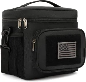 FlowFly Tactical Lunch Bag Large Insulated Lunch Box Cooler Tote for Men, Women with MOLLE/PALS Webbing (Black)