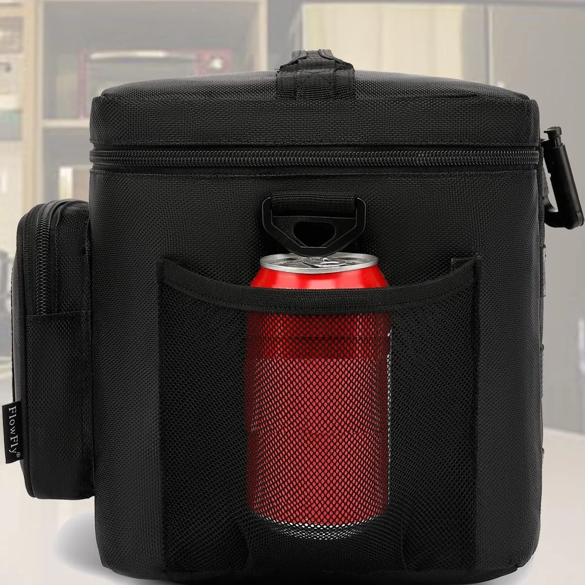 FlowFly Tactical Lunch Bag Large Insulated Lunch Box Cooler Tote for Men, Women with MOLLE/PALS Webbing (Black)