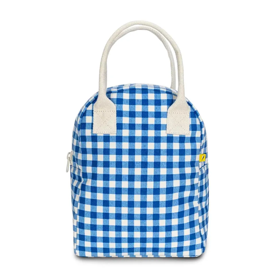 FLUF - ZIPPER LUNCH BAG: BLUE GINGHAM