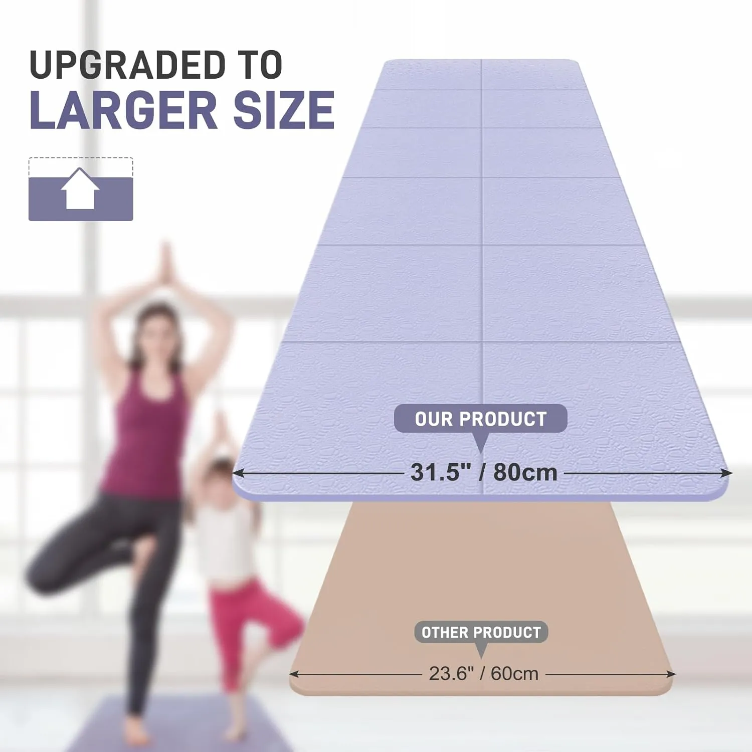 Foldable Yoga Mat for Travel 72"x 31.5"x 0.31"Inch, 8mm Thick Folding Exercise Mat, Non-slip pilates Mat for Women & Men, Travel Yoga Mat Packable for Workout and Fitness
