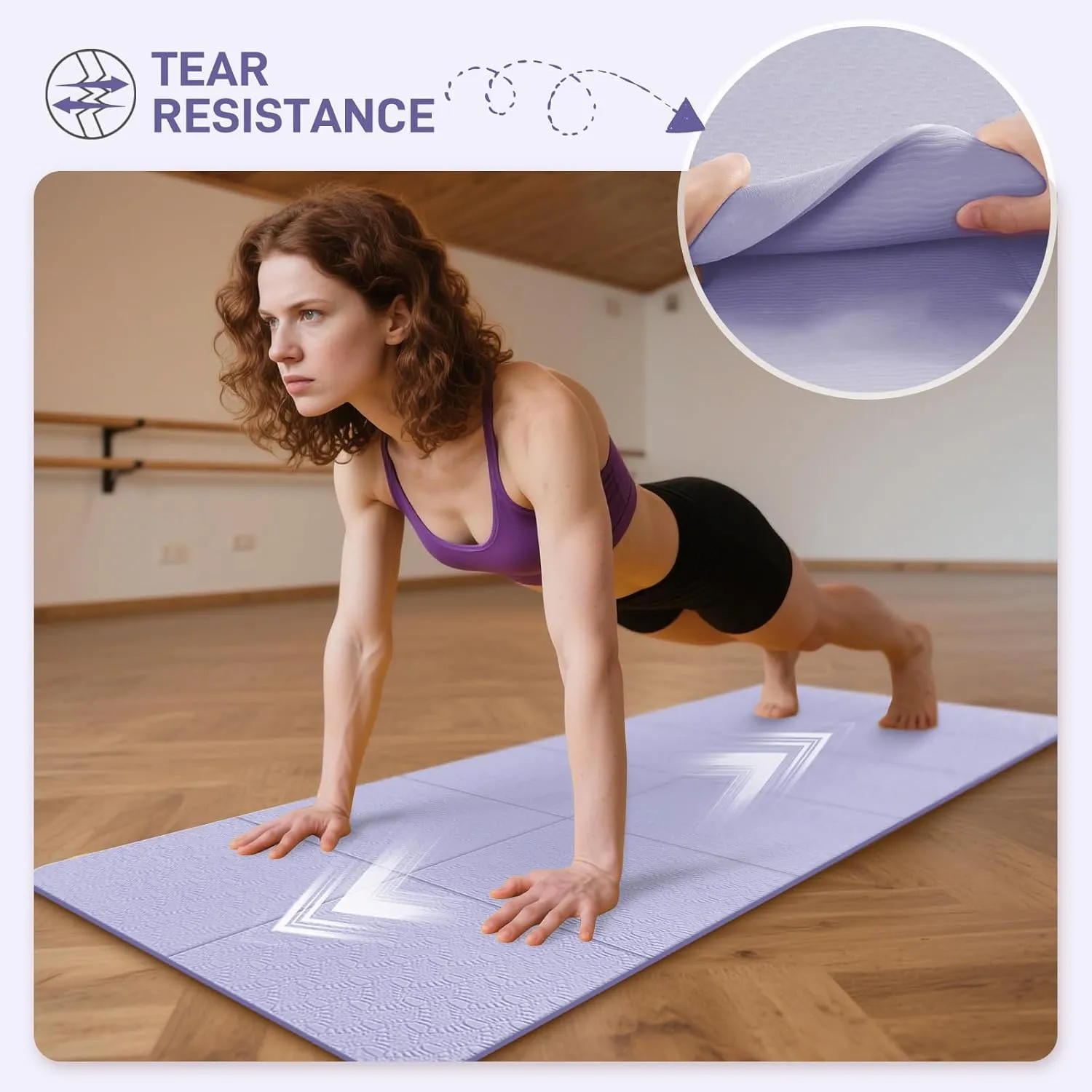 Foldable Yoga Mat for Travel 72"x 31.5"x 0.31"Inch, 8mm Thick Folding Exercise Mat, Non-slip pilates Mat for Women & Men, Travel Yoga Mat Packable for Workout and Fitness