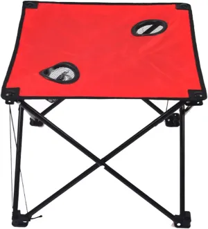 Folding Table Folding Table Waterproof Canvas Beach Table for Outside with 2 Cup Holders & Bags for Camping Portable Camping Table Folding Picnic Tables for Outdoor Cookouts, 45x37cm, Red