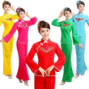 Folk Dance Costumes Yangko Dance Costume National Fan Dance Performance Waist Drum Square Dance Costume