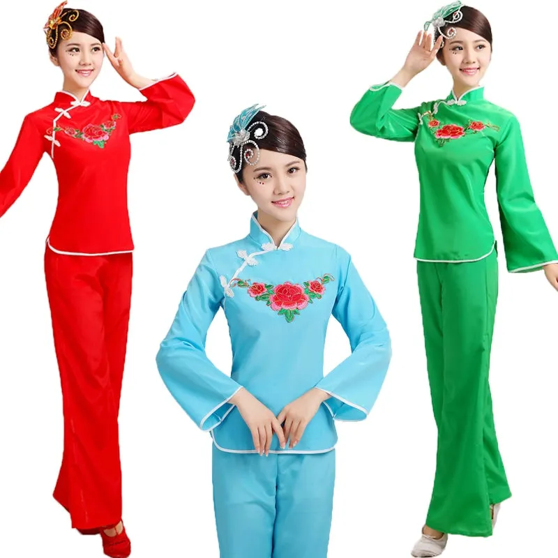 Folk Dance Costumes Yangko Dance Costume National Fan Dance Performance Waist Drum Square Dance Costume