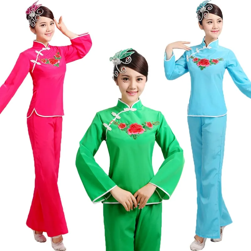 Folk Dance Costumes Yangko Dance Costume National Fan Dance Performance Waist Drum Square Dance Costume