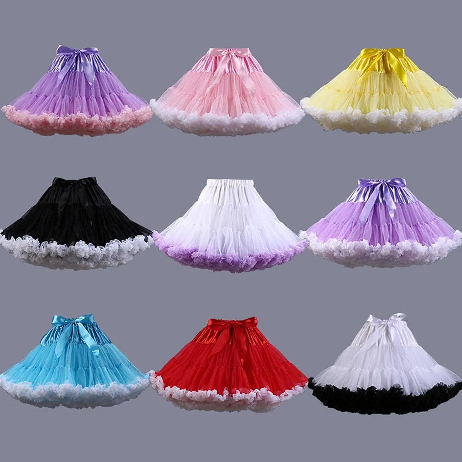 FOLOBE Women's Tulle Petticoat Soft Puffy Tutu Skirts Costume Ballet Dance Pettiskirts Multi-Layer