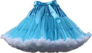 FOLOBE Women's Tulle Petticoat Soft Puffy Tutu Skirts Costume Ballet Dance Pettiskirts Multi-Layer