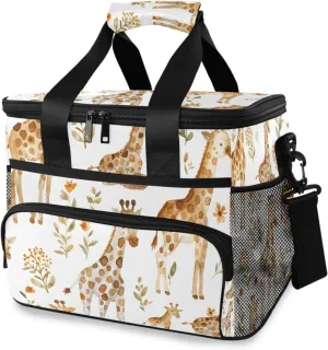 Forest Animals Giraffe Cooler Bag Insulated Cooler Soft Sided Cooler 24 Can Portable Picnic Bag Large Leakproof Lunch Bag Box for Beach Grocery Camping Travel Car Men Women