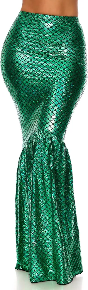 Forplay Women's Mermaid Skirt with Hologram Finish, Halloween Maxi Skirt