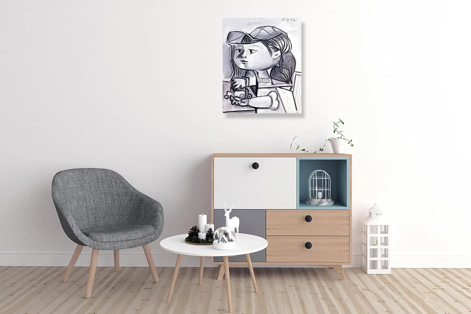 Framed-Picasso Wall Art Prints - Framed Picasso Paintings Abstract (Paloma) Painting Print - Picasso Wall Art Canvas Decor Picture Print 80x96cm-31.4x37.8in