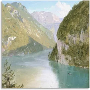 Frederic Edwin Church,alpine Lake,art Prints,Vintage Art,canvas Wall Art,famous Art Prints, Poster Decorative Painting Canvas Wall Art Living Room Posters Bedroom Painting 24x24inch(60x60cm)