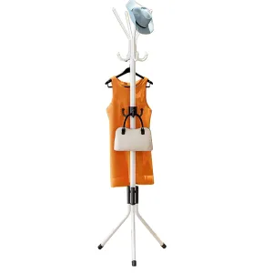 Freestanding Coat Rack with 12 Hooks 3-Tier Metal Hat Hanger Coat Tree(White)