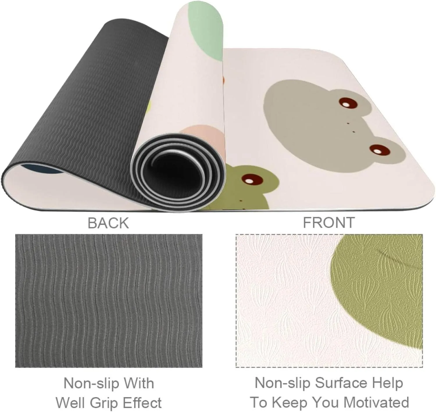 Frog Shadow on Leaf Yoga Mat Thick Workout Exercise Mat, Non Slip Pilates Fitness Mats, Eco Friendly, Anti-Tear 1/4" Thick Yoga Mats for Women Men