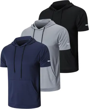 frueo Men's 1/3 Pack Workout Shirts Quick Dry Moisture Wicking Short Sleeve Mesh Athletic T-Shirts