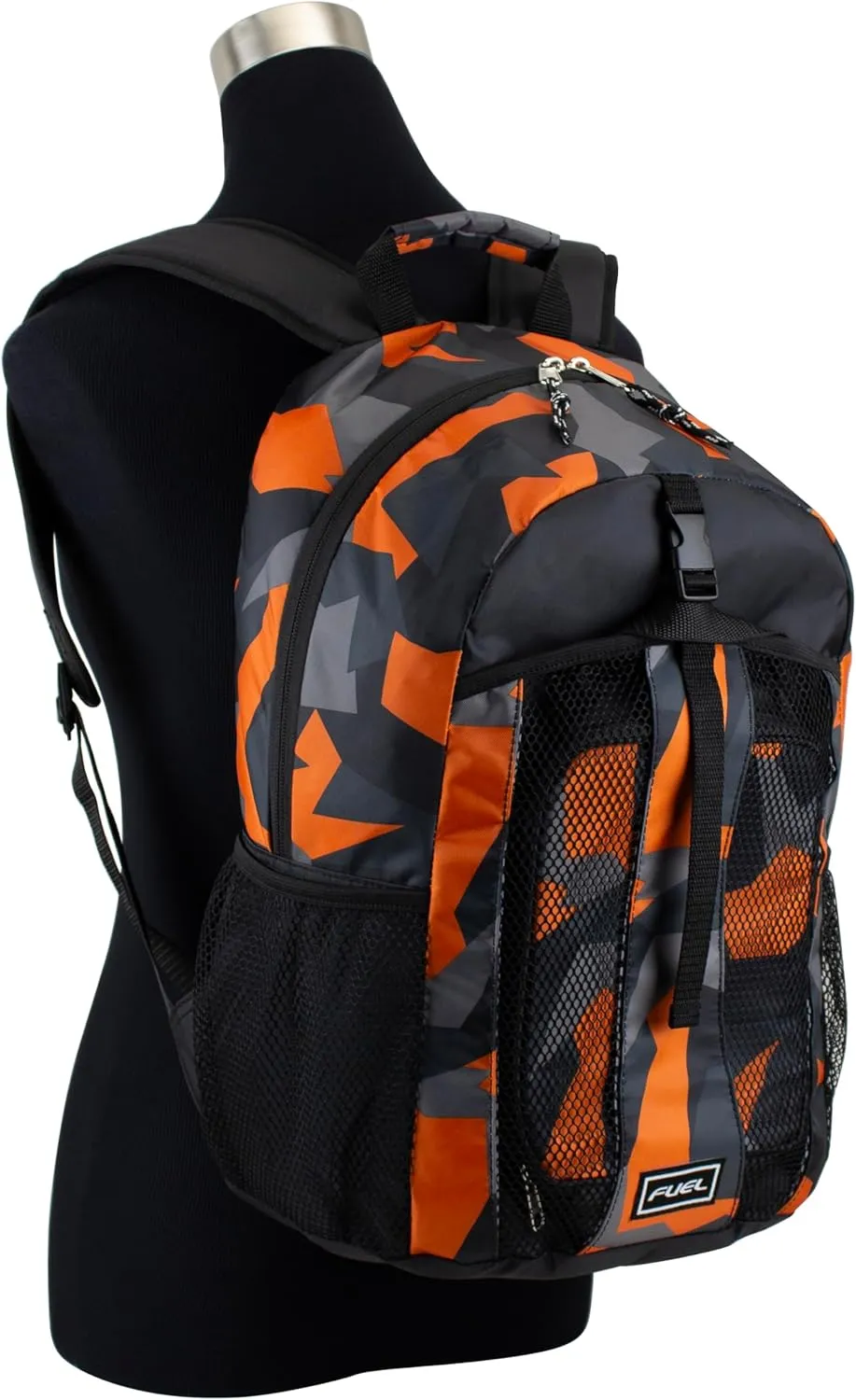 FUEL Lunch Backpack Set Water Resistant Dome Bookbag Bag Soft Reusable Insulated Cooler Lunch Box Thermal Travel Office Lunch Bag, Orange & Black