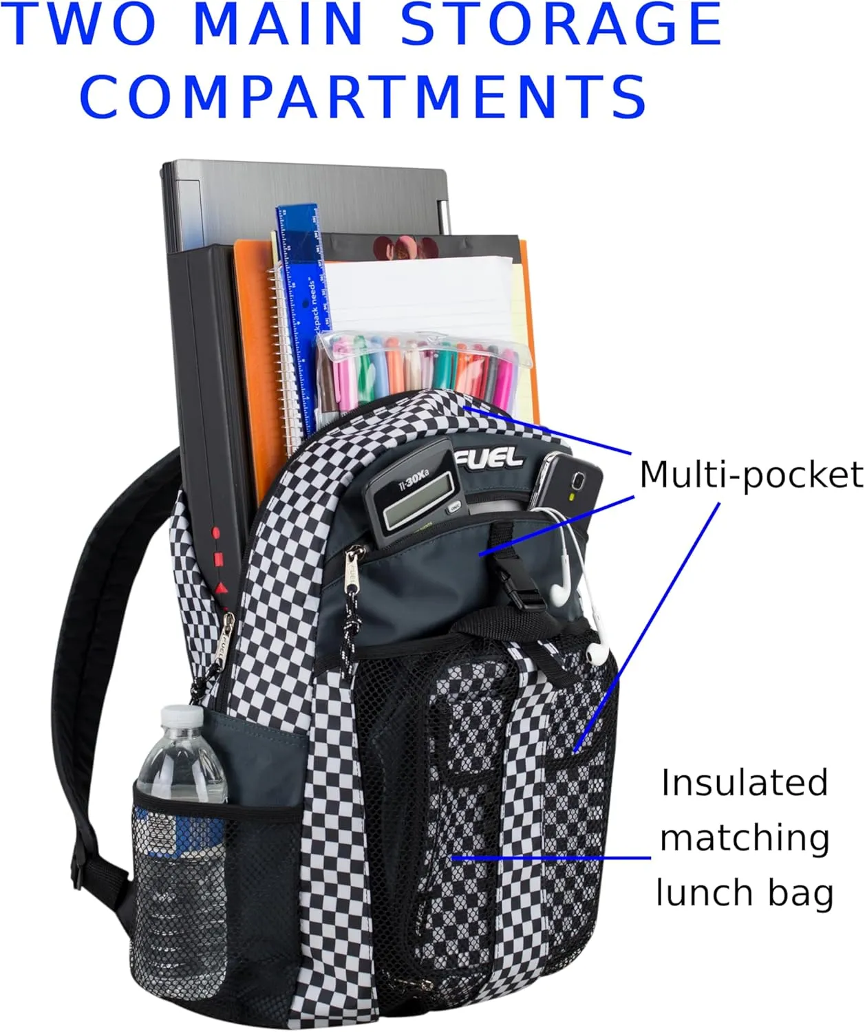 FUEL Travel Backpack Cooler Bag Lunchbox for Work Insulated Cooler Bag Lunch Bag Work Hiking Water Bottle Pockets