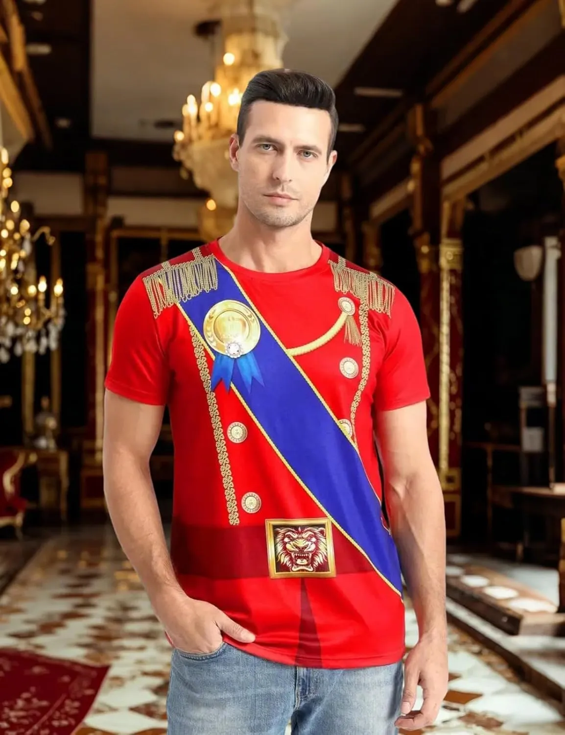Funny World Men's Prince Costume Royal Charming Halloween T-Shirts