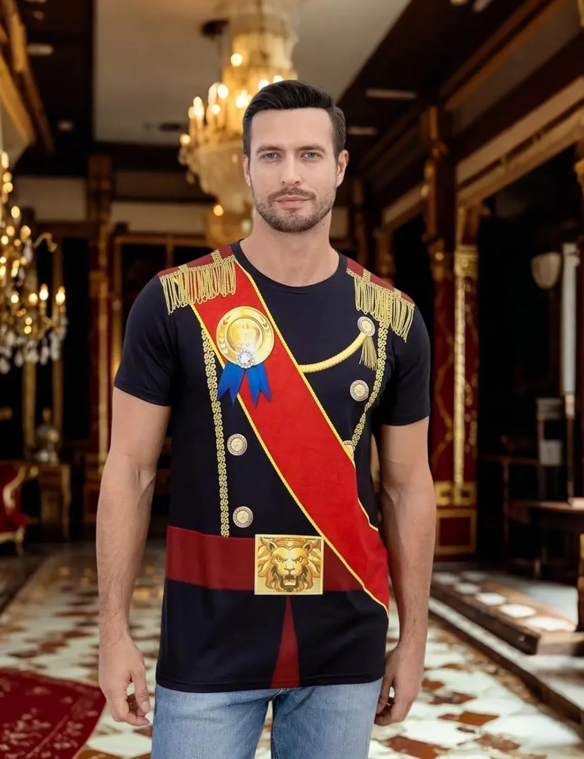 Funny World Men's Prince Costume Royal Charming Halloween T-Shirts