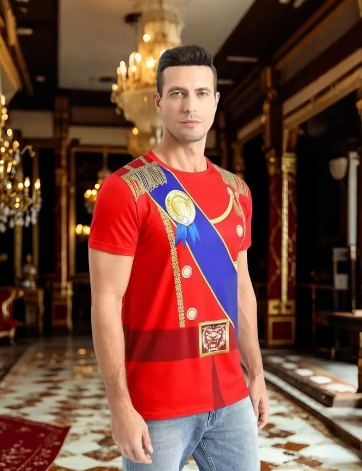 Funny World Men's Prince Costume Royal Charming Halloween T-Shirts