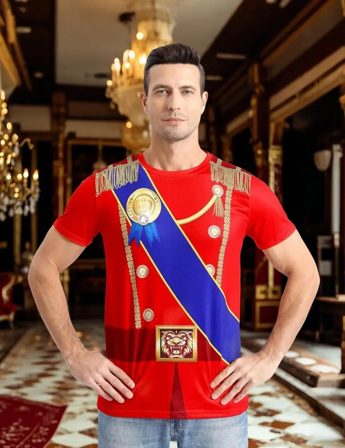 Funny World Men's Prince Costume Royal Charming Halloween T-Shirts