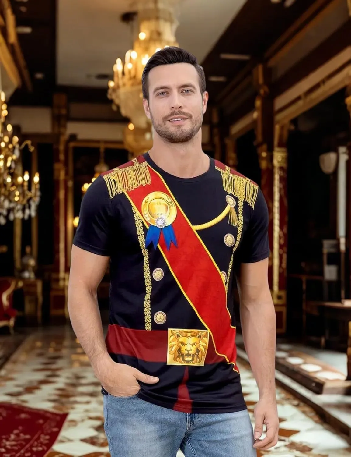 Funny World Men's Prince Costume Royal Charming Halloween T-Shirts