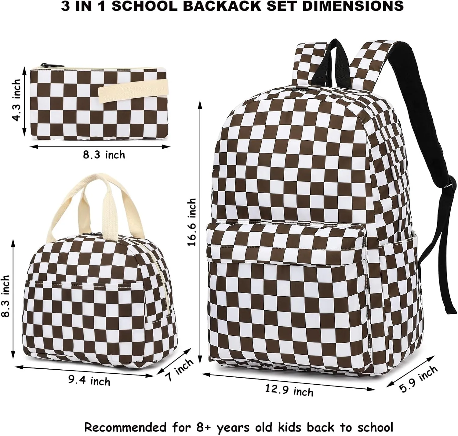 Fuyicat School Backpack Set for Girls, 3-in-1 Kids Teens Elementary Middle School Bags Bookbag with Lunch Bag Pencil Case