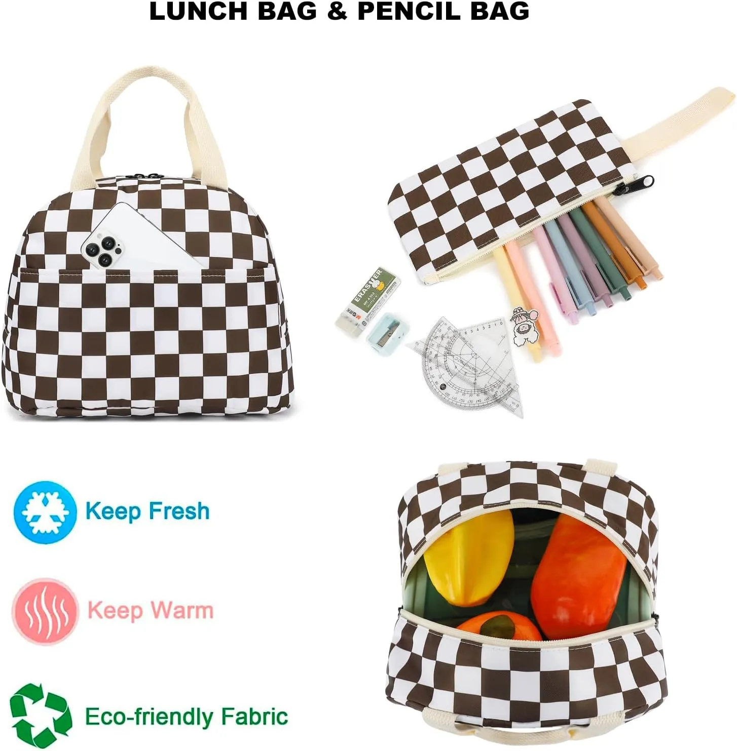 Fuyicat School Backpack Set for Girls, 3-in-1 Kids Teens Elementary Middle School Bags Bookbag with Lunch Bag Pencil Case