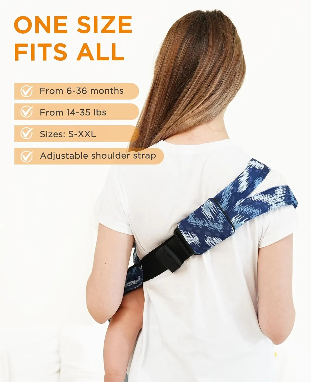 GAGAKU Toddler Carrier Adjustable Padded Sling Portable Ergonomic Baby Holder Carrier with Non-Slip Seat for 6-36 Months Infants & Toddlers (14-35 lbs)-Blue Pattern