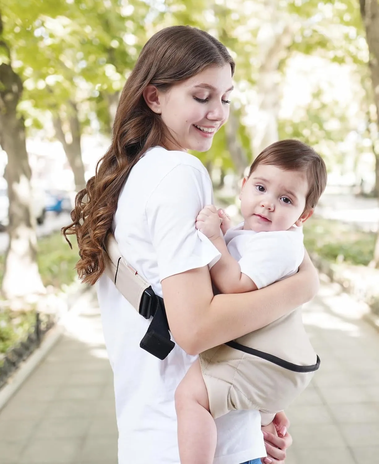 GAGAKU Toddler Carrier Adjustable Padded Sling Portable Ergonomic Baby Holder Carrier with Non-Slip Seat for 6-36 Months Infants & Toddlers (14-35 lbs)-Cream