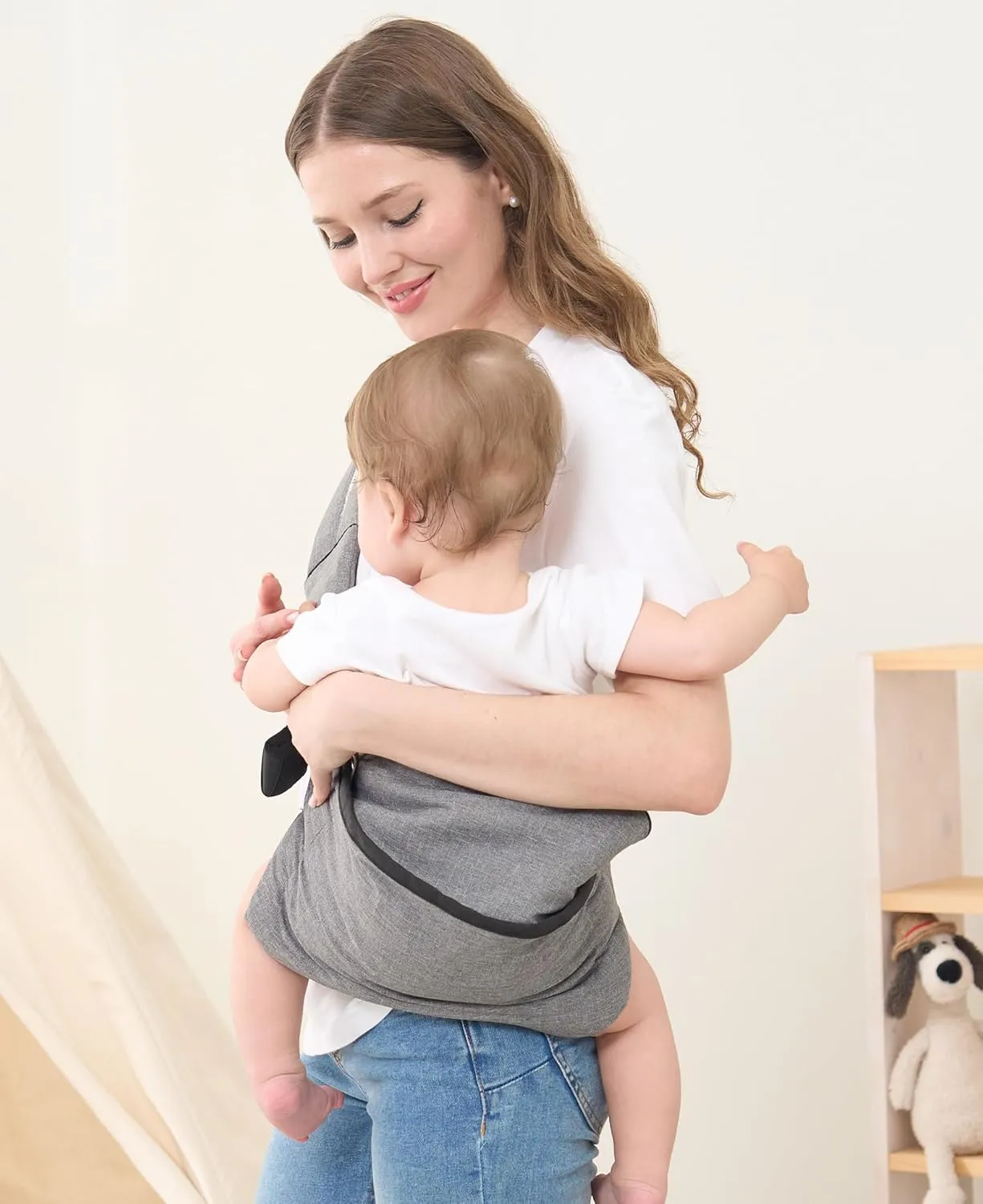GAGAKU Toddler Carrier Adjustable Padded Sling Portable Ergonomic Baby Holder Carrier with Non-Slip Seat for 6-36 Months Infants & Toddlers (14-35 lbs)-Grey