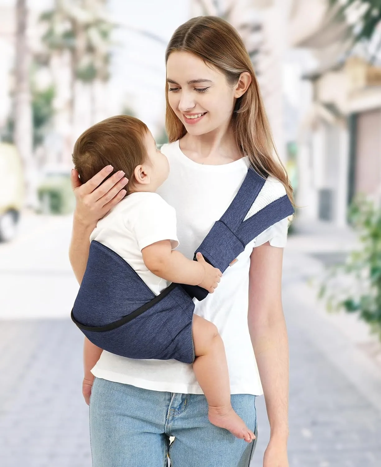 GAGAKU Toddler Carrier Adjustable Padded Sling Portable Ergonomic Baby Holder Carrier with Non-Slip Seat for 6-36 Months Infants & Toddlers (14-35 lbs)-Jeans Blue