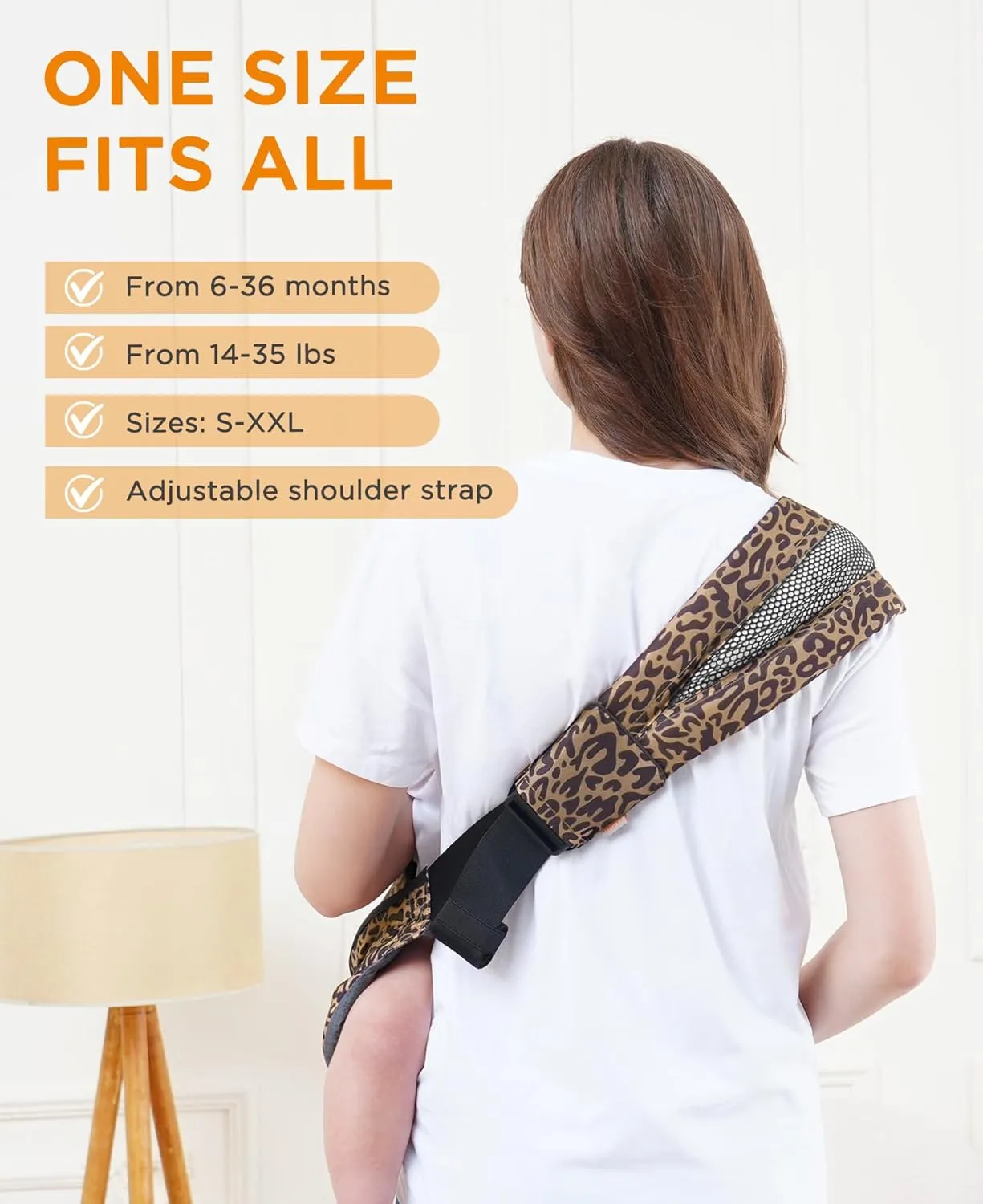 GAGAKU Toddler Carrier Adjustable Padded Sling Portable Ergonomic Baby Holder Carrier with Non-Slip Seat for 6-36 Months Infants & Toddlers (14-35 lbs)-Leopard