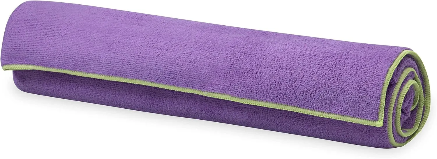Gaiam Yoga Towel - Mat Sized Active Dry Non Slip Moisture Wicking Sweat Absorbent Microfiber Hot Yoga Towel for Women & Men | Stay-Put Corner Pockets (70" Long x 26" Wide)