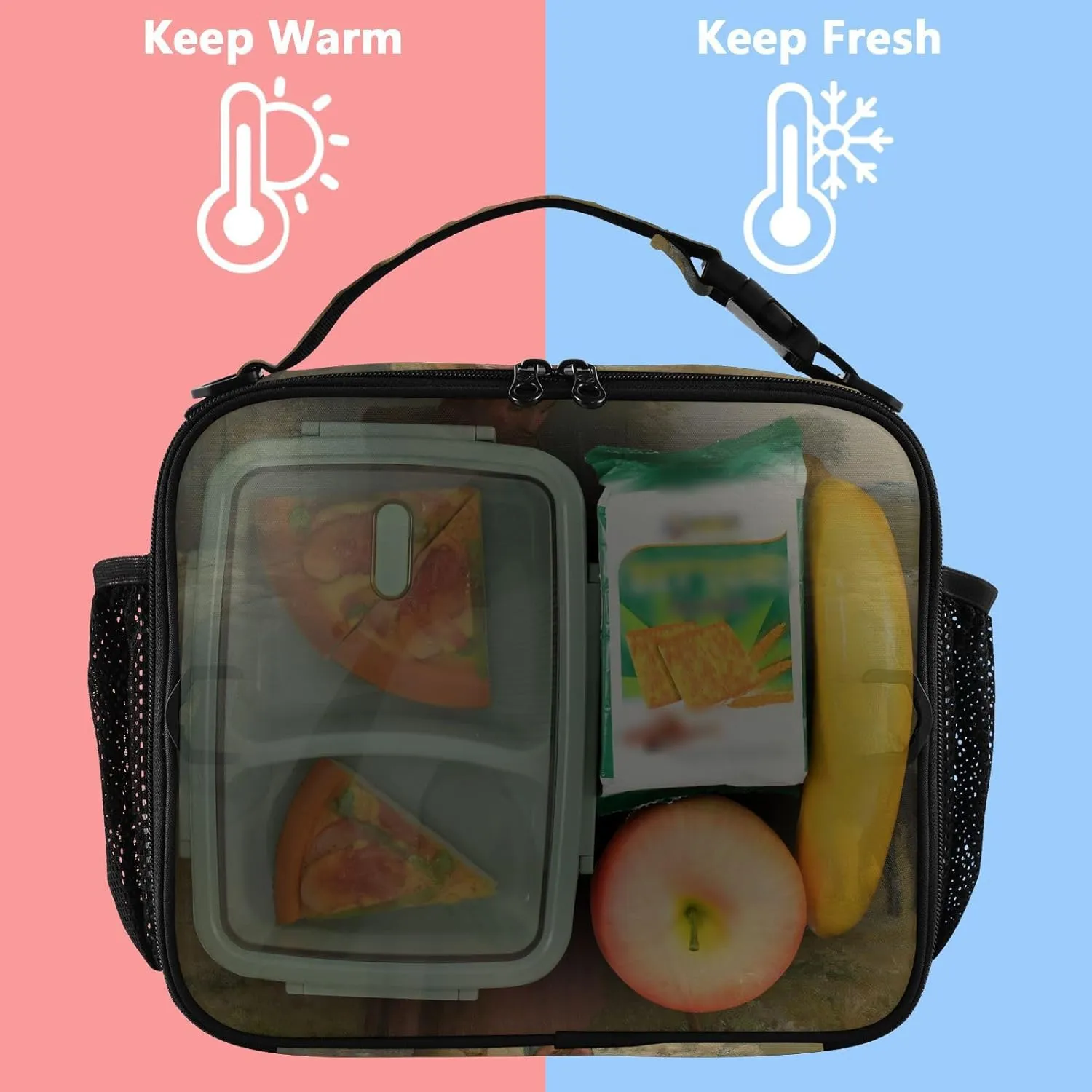 GAIGEO Personalized Shepherdess Francois Millet Prints Lunch Box for Women Girls Lunch Bag Adjustable Shoulder Strap Mens Kids Lunchbox for Work Pink Cute Insulated Bag