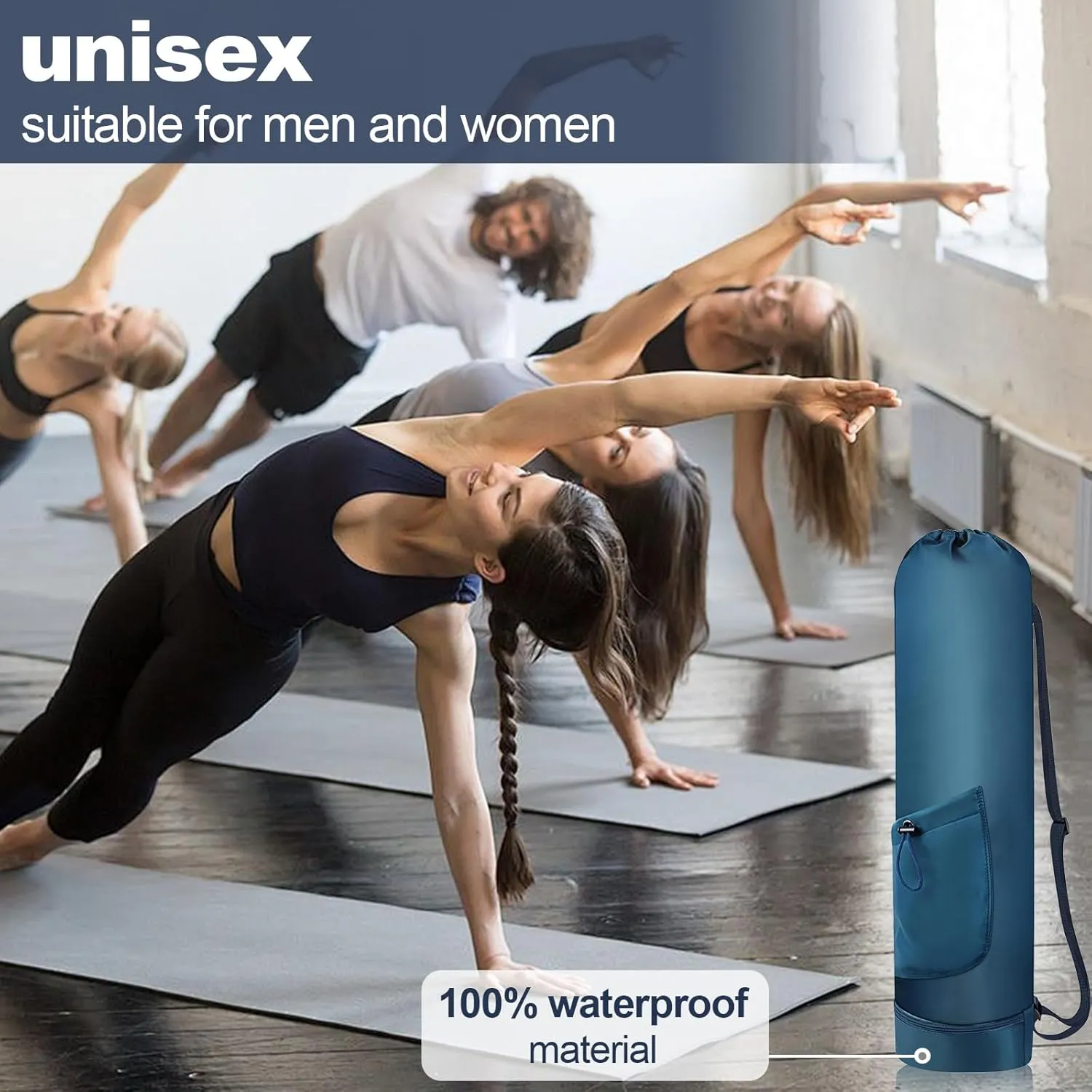 GALLIA Yoga Mat Bag with Adjustable Strap, Waterproof Yoga Mat Carrier with Multi-Functional Storage Pockets, Practical Yoga Bag for Women, Fits Gym Class Workout Travel