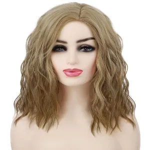 G&T Wig Blonde Brown Wig for Women’s Costume Side Part Heat Resistant Synthetic Curly Wigs for Daily Cosplay Halloween Party (14inch, Brown Blonde)