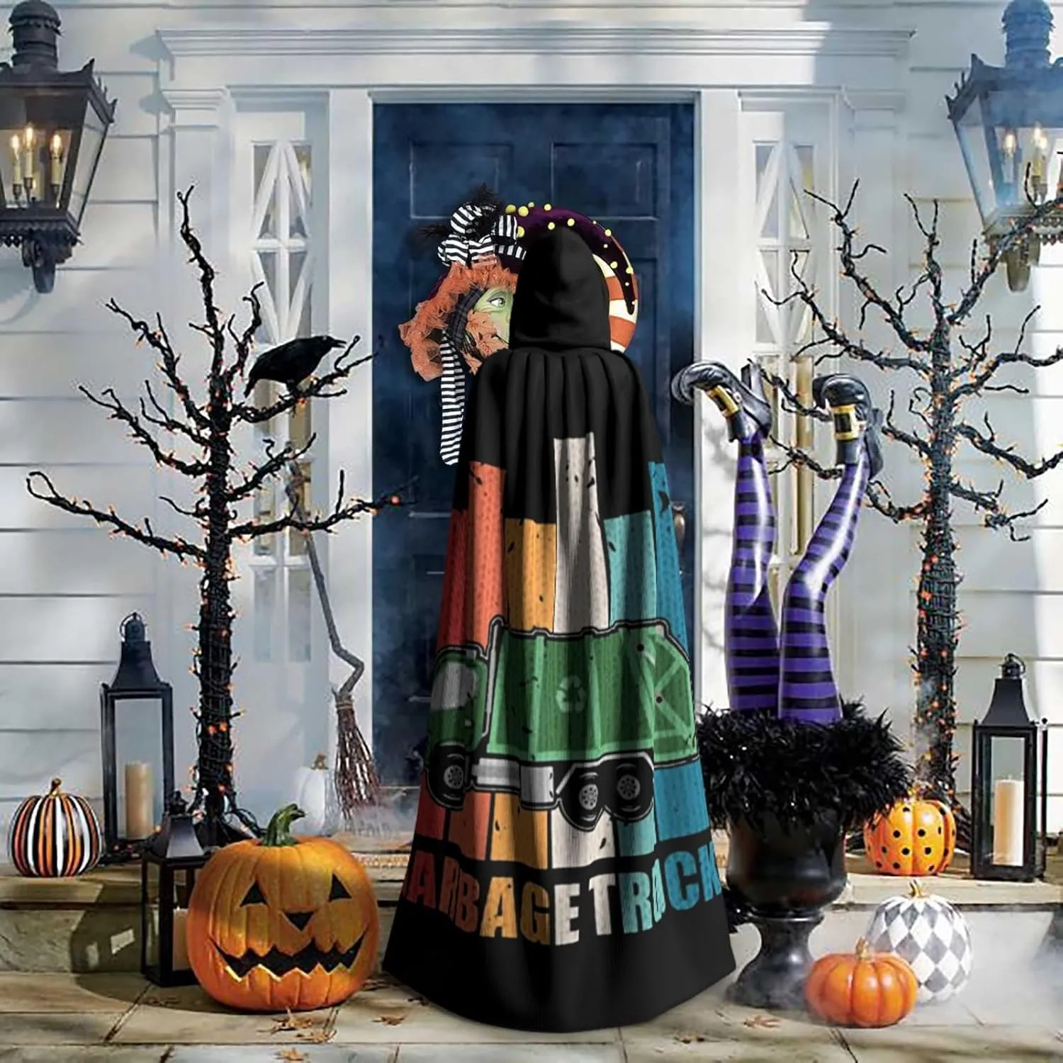 Garbage Truck Trash Hooded Cape Unisex Halloween Christmas Cape Costume Party Cape