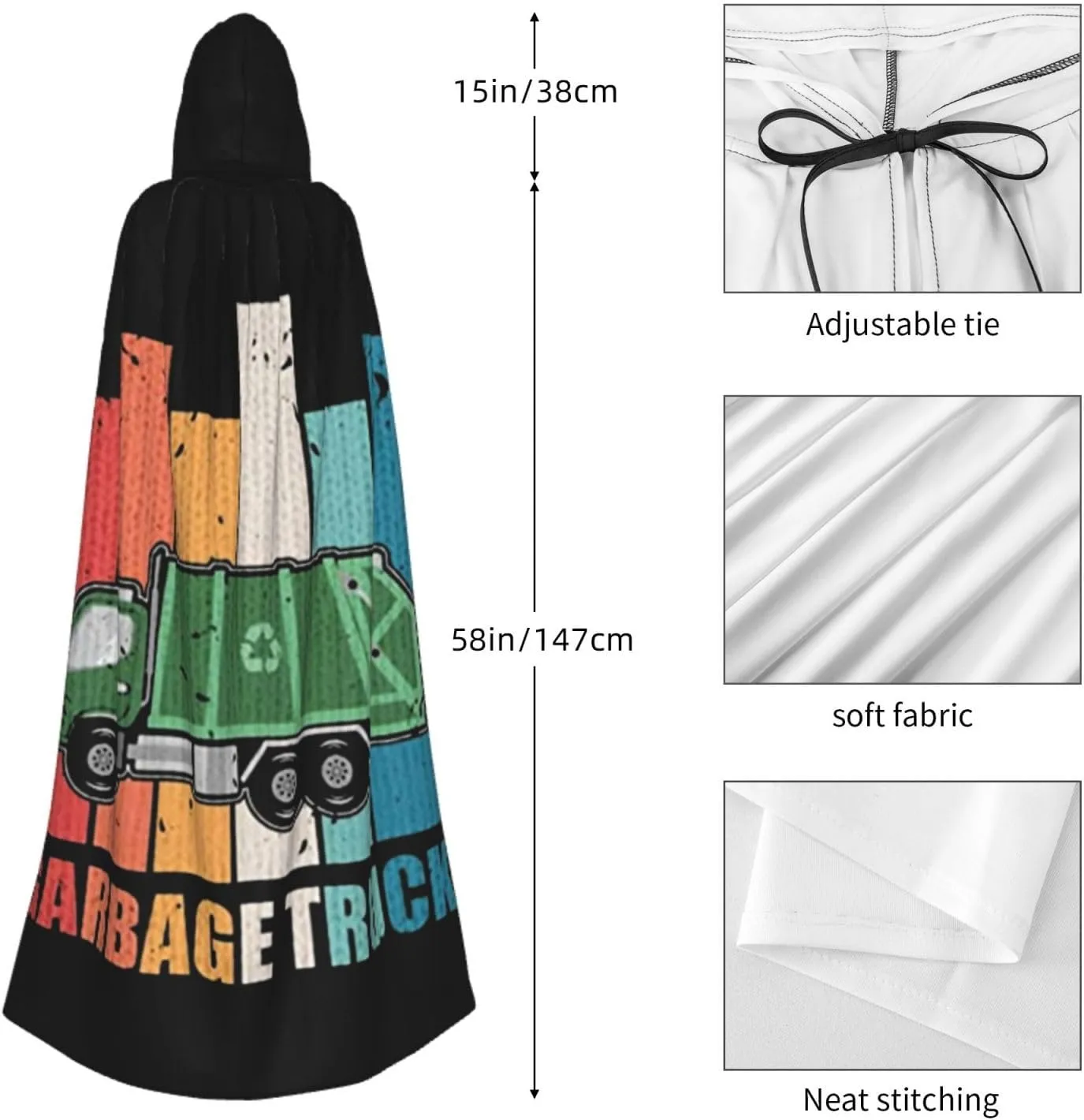 Garbage Truck Trash Hooded Cape Unisex Halloween Christmas Cape Costume Party Cape