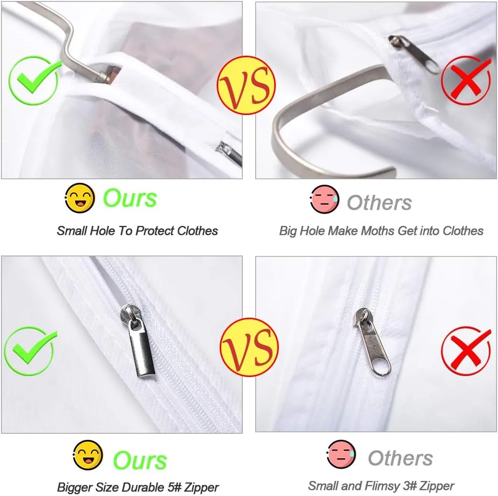 Garment Bags for Hanging Clothes 24'' x 55 '' (Set of 6) Transparent Lightweight Breathable Coat Covers for Closet with Study Full Zipper for Long Dress Clothes Storage [Upgraded Version]