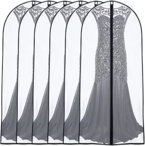 Garment Bags for Hanging Clothes 24'' x 60'' (Set of 6) Coat Covers for Closet Foldable Washable Dress Bags for Hanging Clothes for Long Dress Dance Costumes Suits Gowns Coats