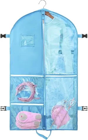 Garment Bags for Travel,Fabric Garment Bag with Pockets,Non-Woven Clothes Dance Costumes Covers And Mens Suit Pocket,40x24x3 Inch Dress Carry Storage,Large Garments Coat Protector (Blue)
