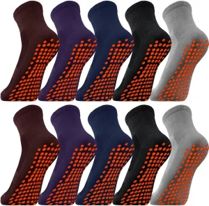 Geyoga 10 Pairs Non Slip Yoga Socks Anti Skid Sticky Grippers Hospital Slipper Socks for Men Women Pilates Ballet Barre
